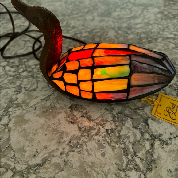 Vintage Quoizel Tiffany duck accent table lamp TF6556R - Picture 1 of 11